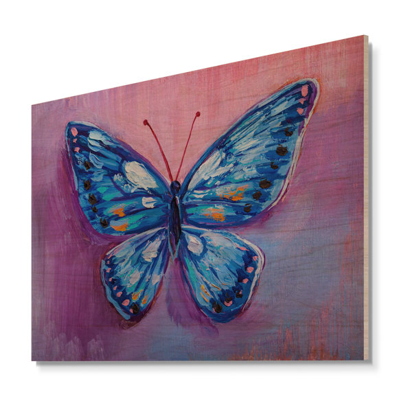 August Grove® Oil Painting Of Blue Butterfly Oil Painting Of Blue